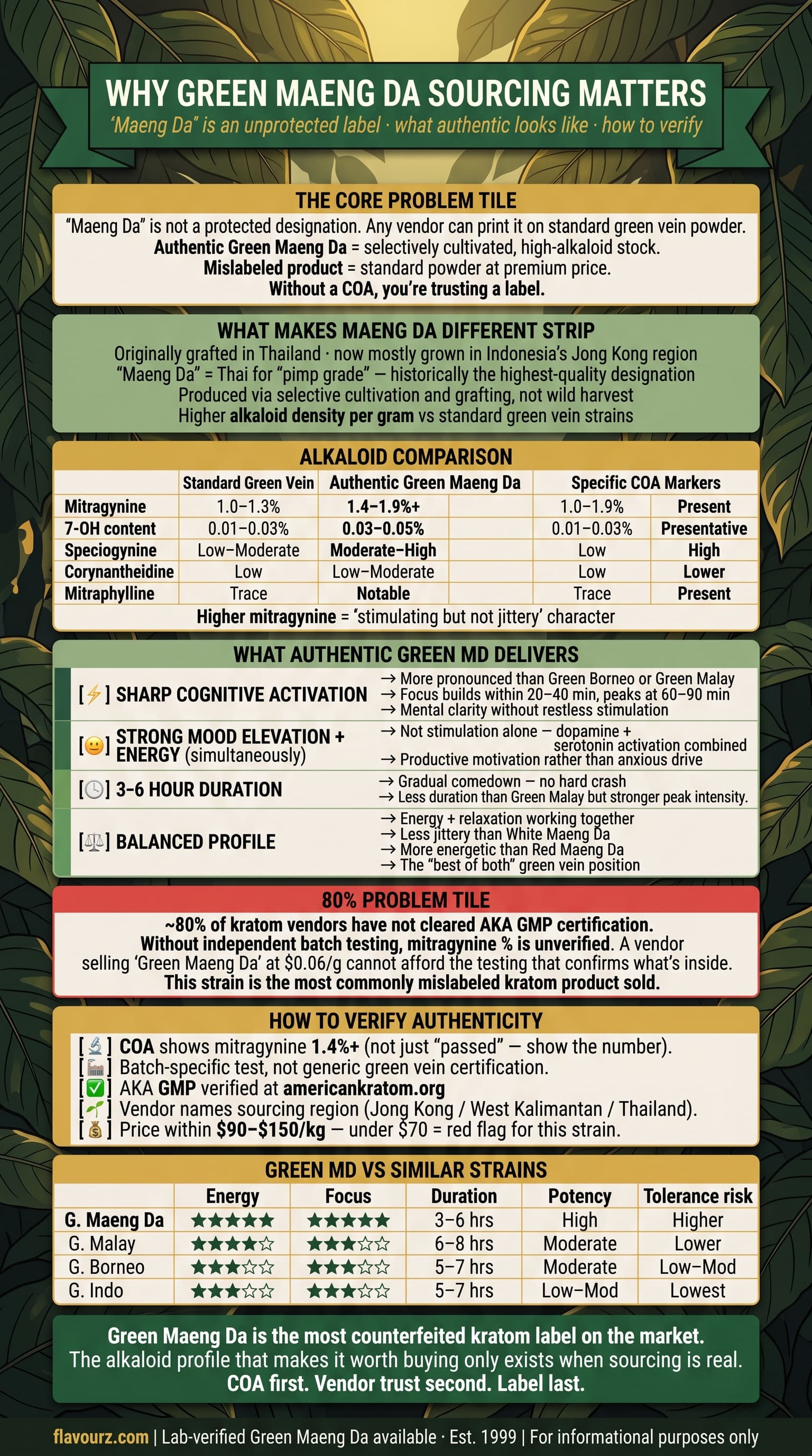 Why Green infographic for Maeng Da Sourcing Matters